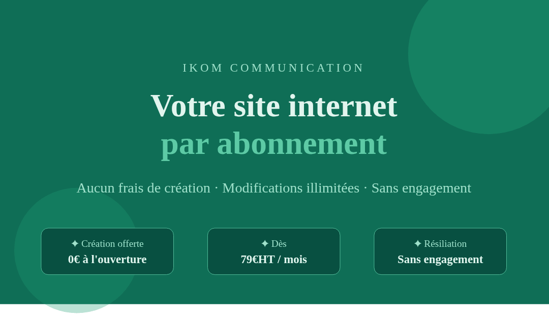 Site internet par abonnement — Sans frais de création