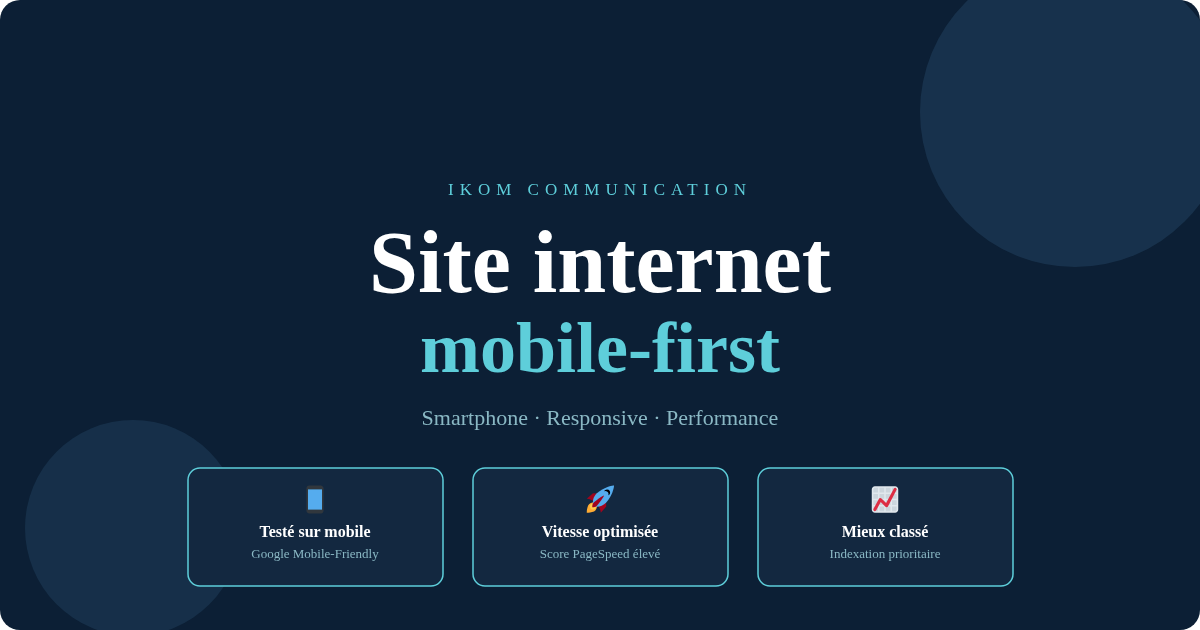Site internet professionnel affiché sur smartphone pour artisan et TPE IKOM Communication